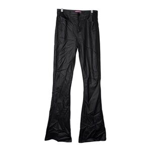 Edikted Faux Leather Pants Black Flare Leg High Rise Size Medium
